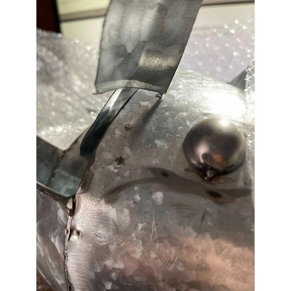 Galvanized Metal Set of 2 Indoor/Outdoor Pig Planter Sculptures - Picture 3 of 3